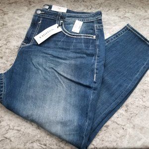 Plus Size Vigoss High Rise Medium Gold Stitch Skinny Jean - 24W Short